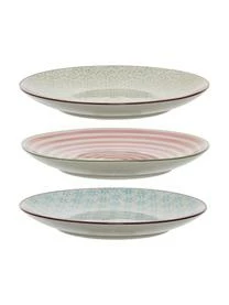 Bloomingville Handbemalte Frühstücksteller Patrizia Mit Verspieltem Muster, 3er-Set – Bild 4