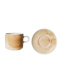 HKliving Porzellan-Tassen Chef Mit Untertellern, 4 Stück – Bild 4