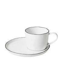 Broste Copenhagen Handgemachte Tasse Mit Untertasse Salt Aus Porzellan