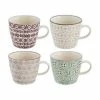 Bloomingville Tassen Karine Mit Kleinem Muster, 4er-Set