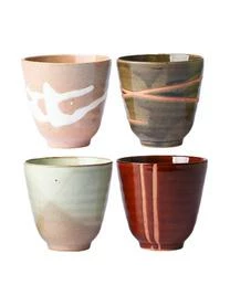 HKliving Handgemachte Becher Yunomi, 4er-Set