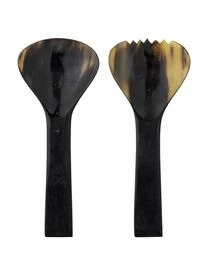 Bloomingville Schwarzes Salatbesteck Aviaja Aus Horn, 2er-Set