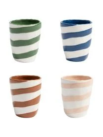 &k Amsterdam Handbemalte Becher Oblique Aus Dolomit, 4er-Set